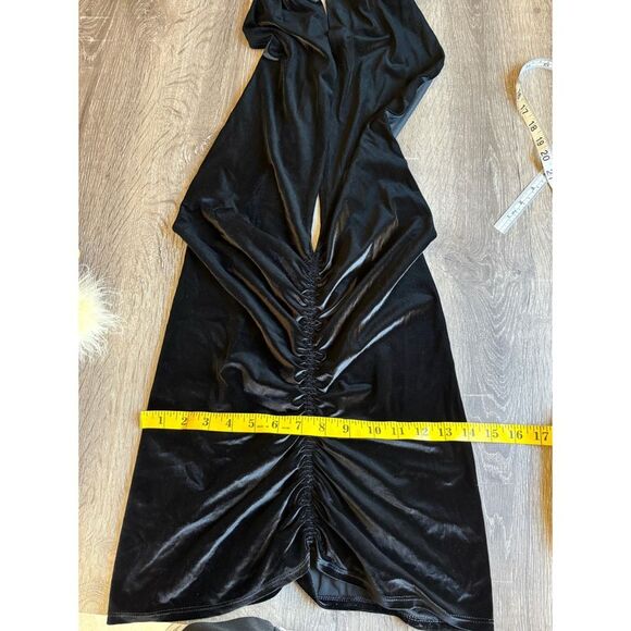 vintage y2k moda intl velvet wrap ruched mini dress - Picture 5 of 6